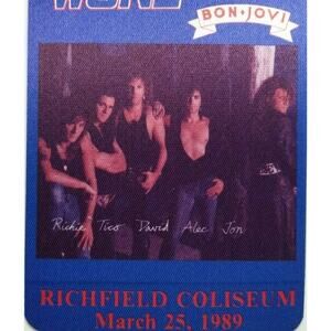 Bon Jovi Backstage Concert Pass Band Photo Original 1989 Hard Rock Music Promo